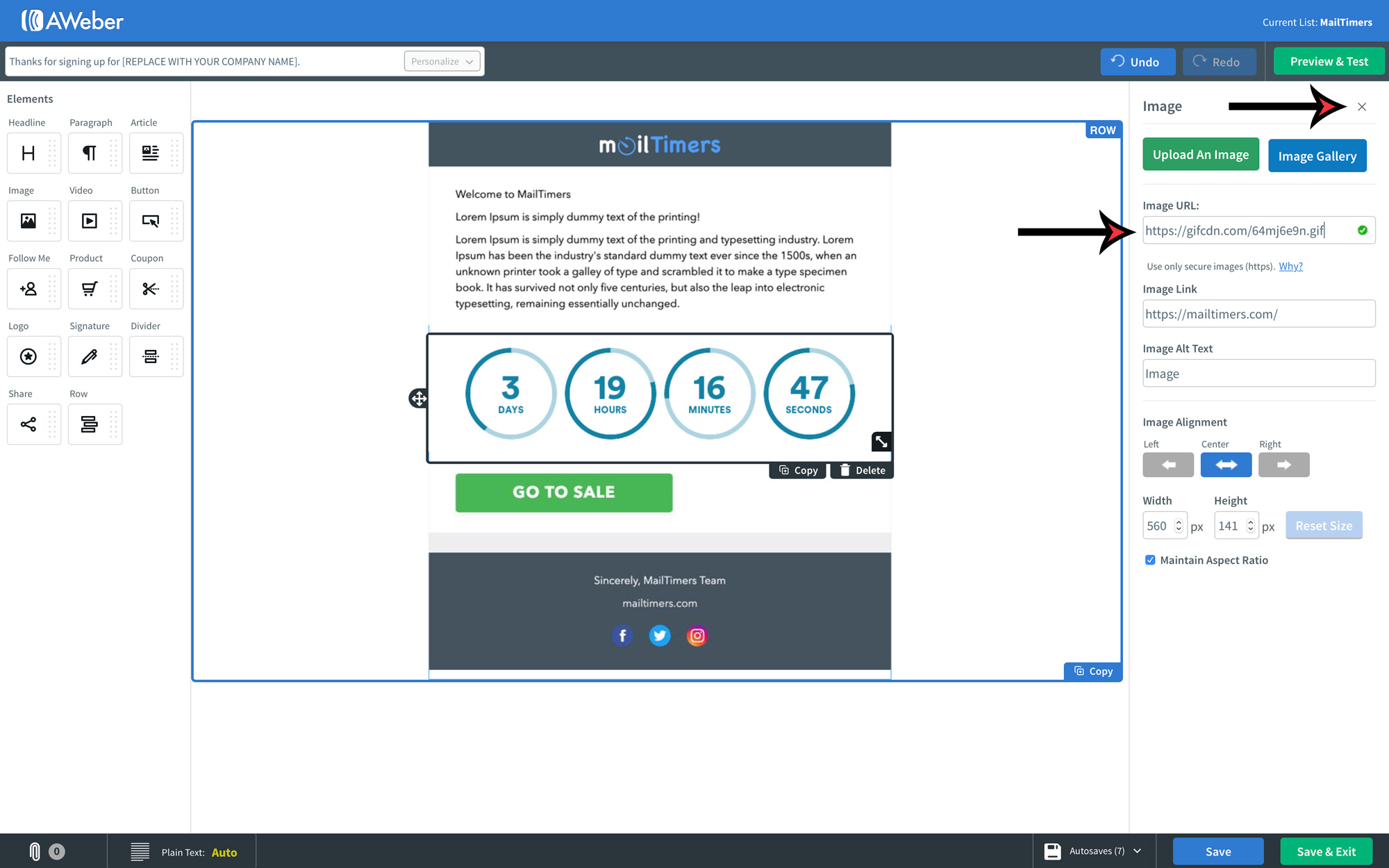 MailTimers Countdown Timer