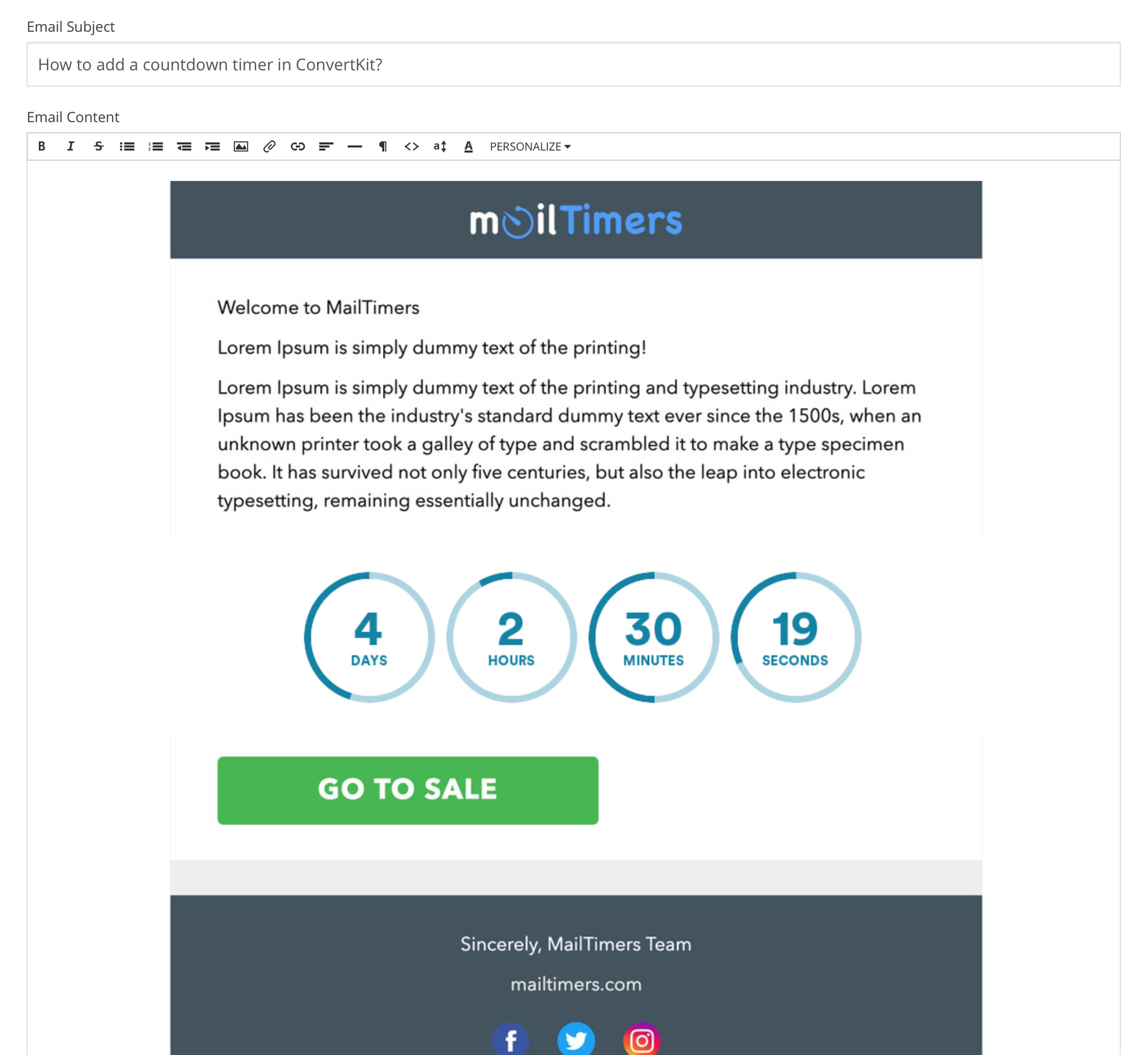 MailTimers Countdown Timer