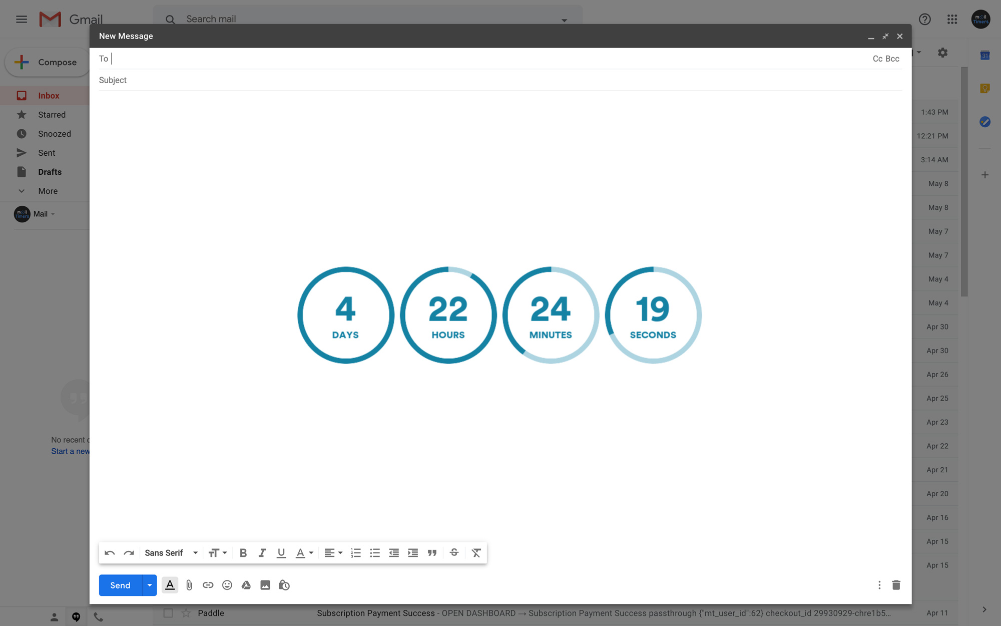 MailTimers Countdown Timer