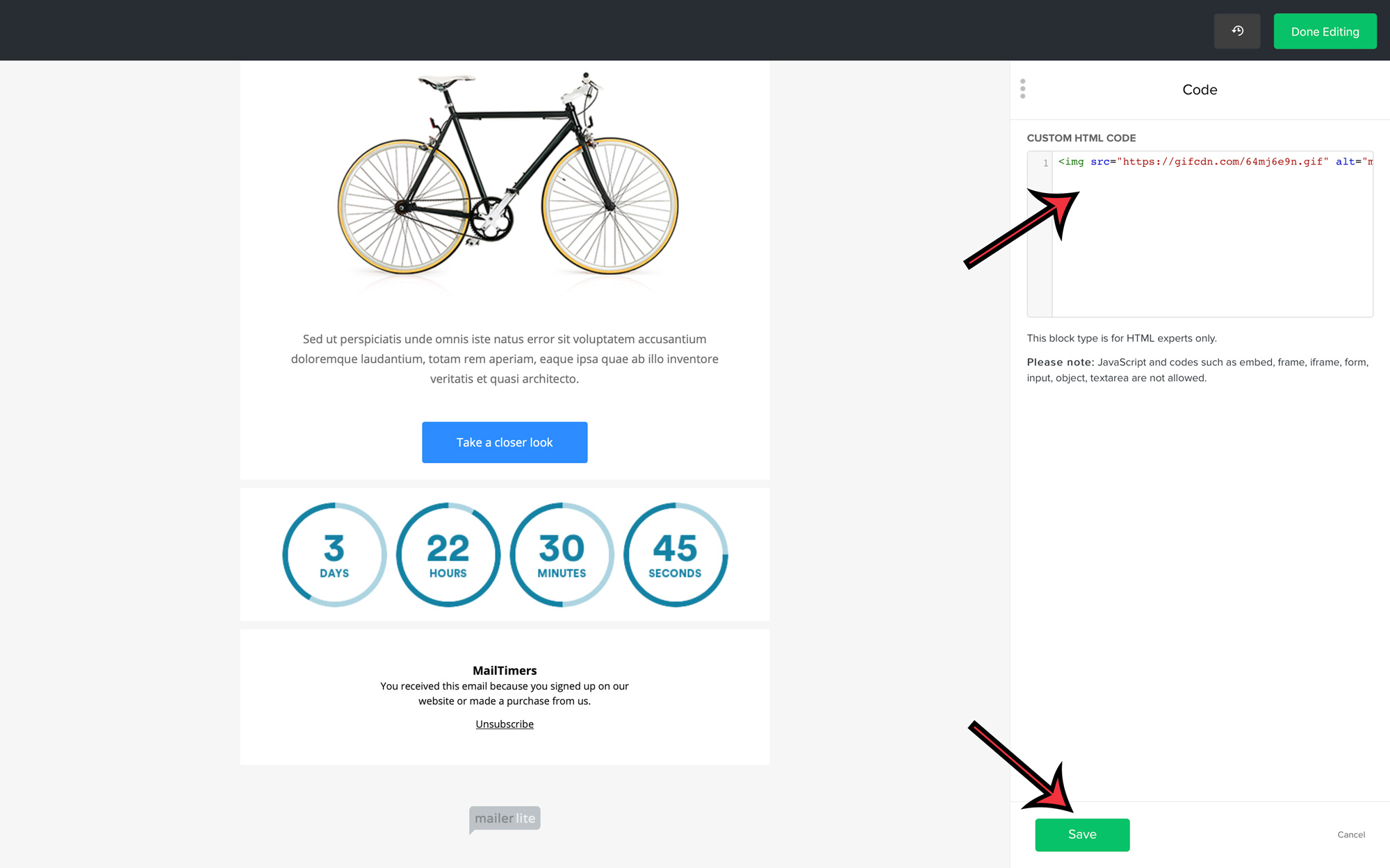 MailTimers Countdown Timer